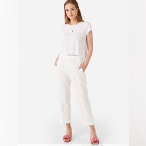 Vince Women's Size Medium Off White Linen Blend Tapered Pull-On Pants